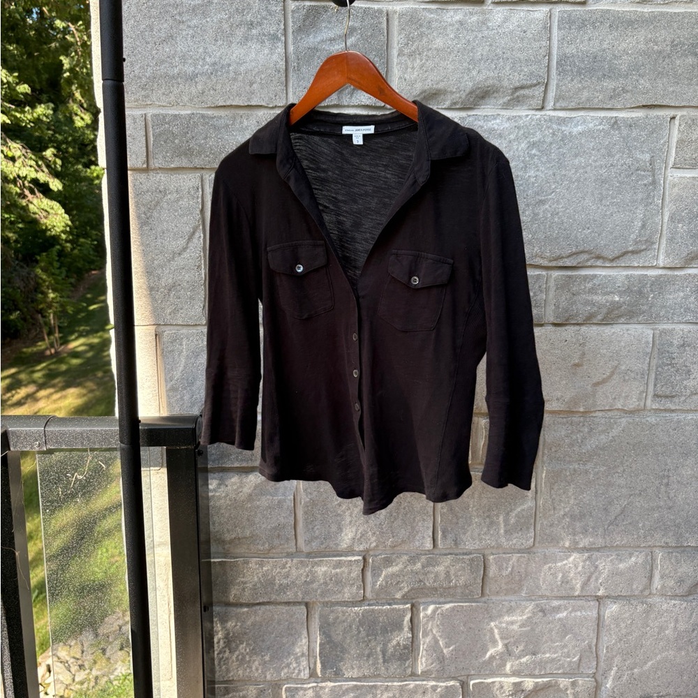 James Perse Sheer Slub Side Panel Shirt